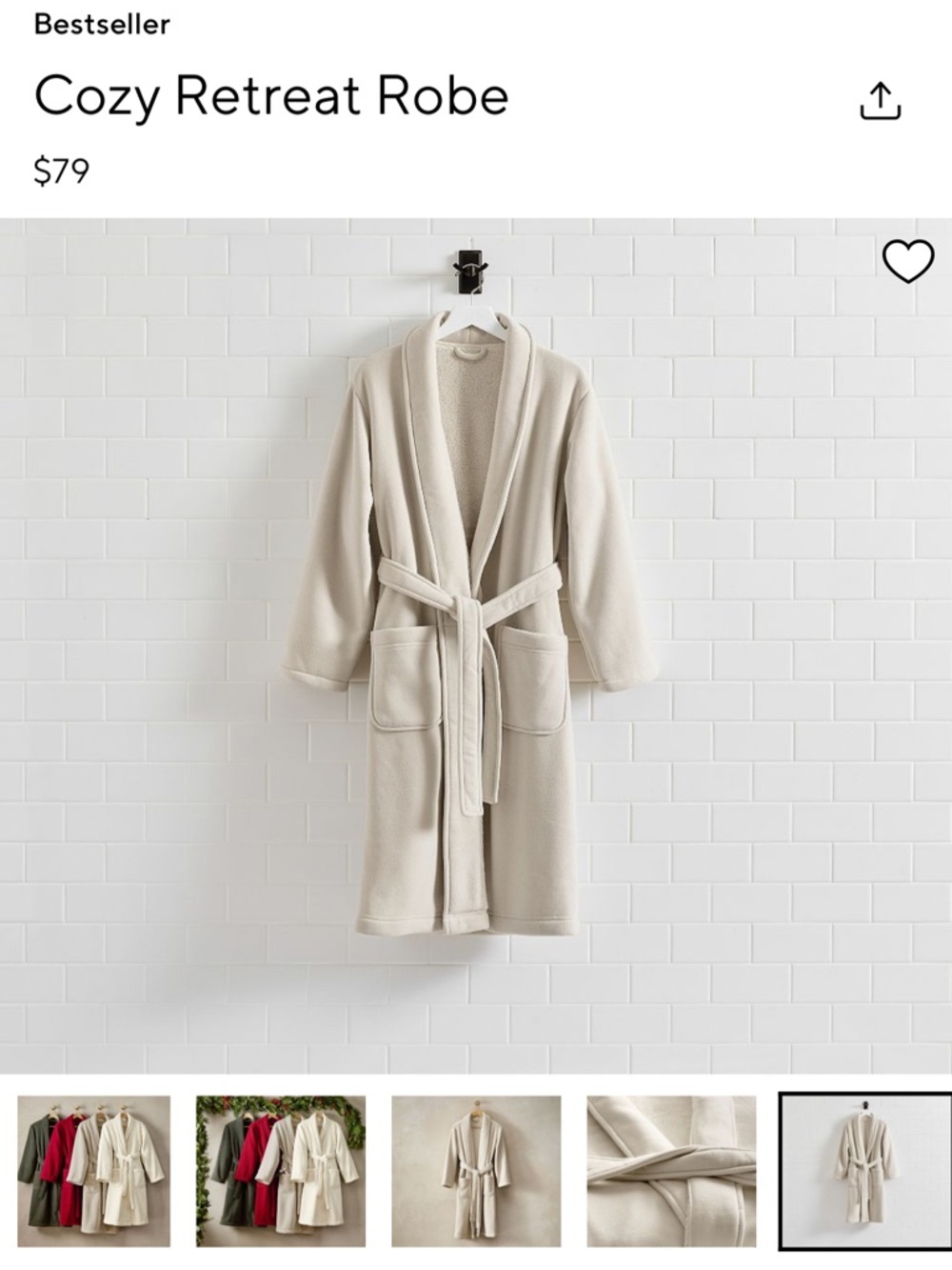 Pottery Barn Cream Plush Shawl Collar Robe - Picture 5 of 5